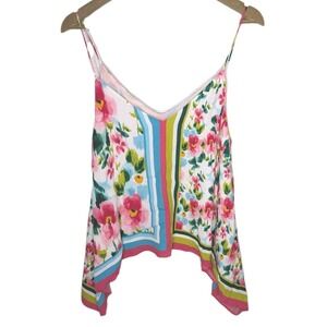 Zara Women's Tank Blouse XS Floral Spaghetti Strap Handkerchief Spring Summer